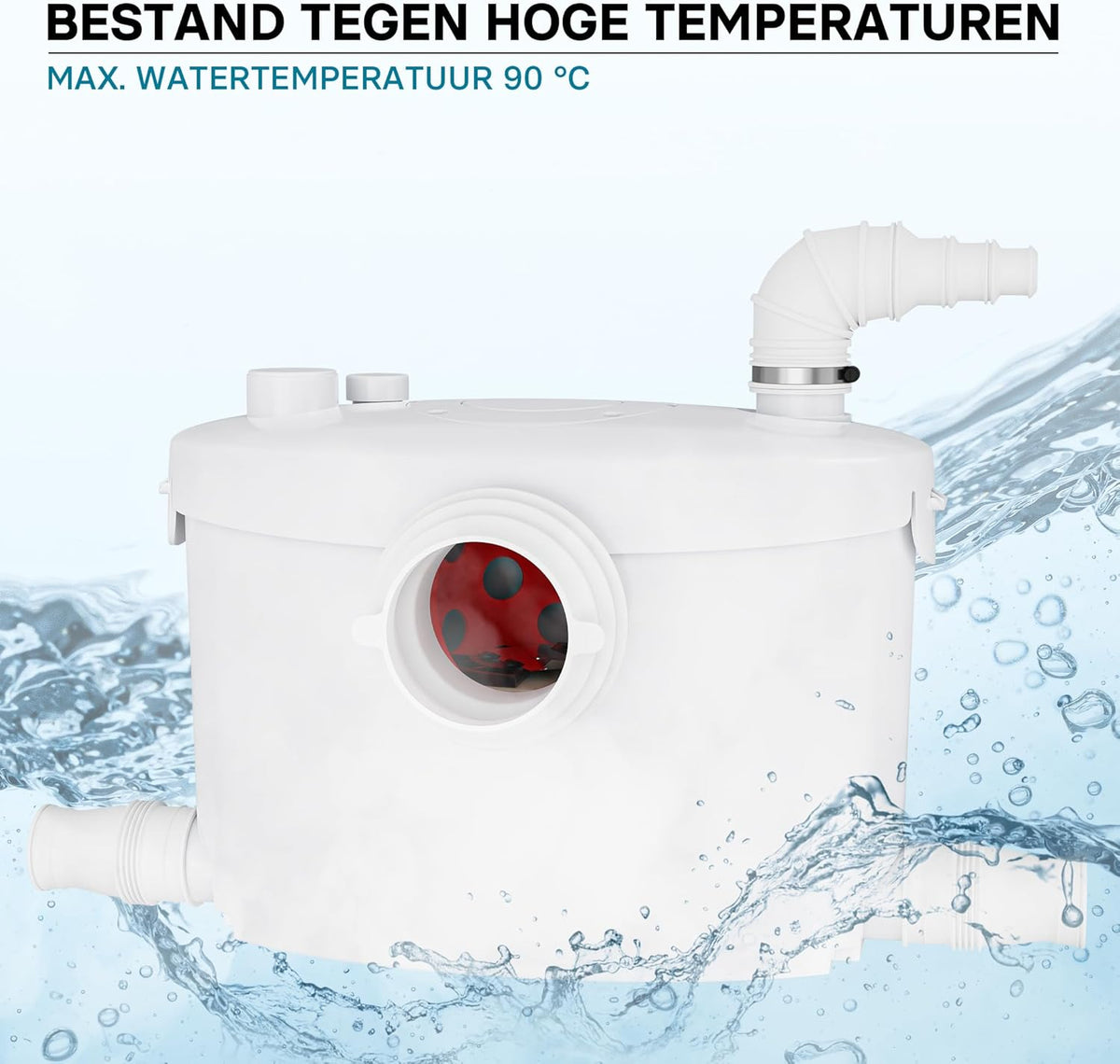 Compacte opvoerinstallatie 4/1 voor afvalwater en fecaliën – Rioolpomp – Fecaliënpomp – Vuilwaterpomp – Afvoerpomp – 400W motor – 145 l/min, opvoerhoogte tot 8,5 m