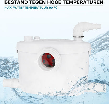 Compacte opvoerinstallatie 4/1 voor afvalwater en fecaliën – Rioolpomp – Fecaliënpomp – Vuilwaterpomp – Afvoerpomp – 400W motor – 145 l/min, opvoerhoogte tot 8,5 m