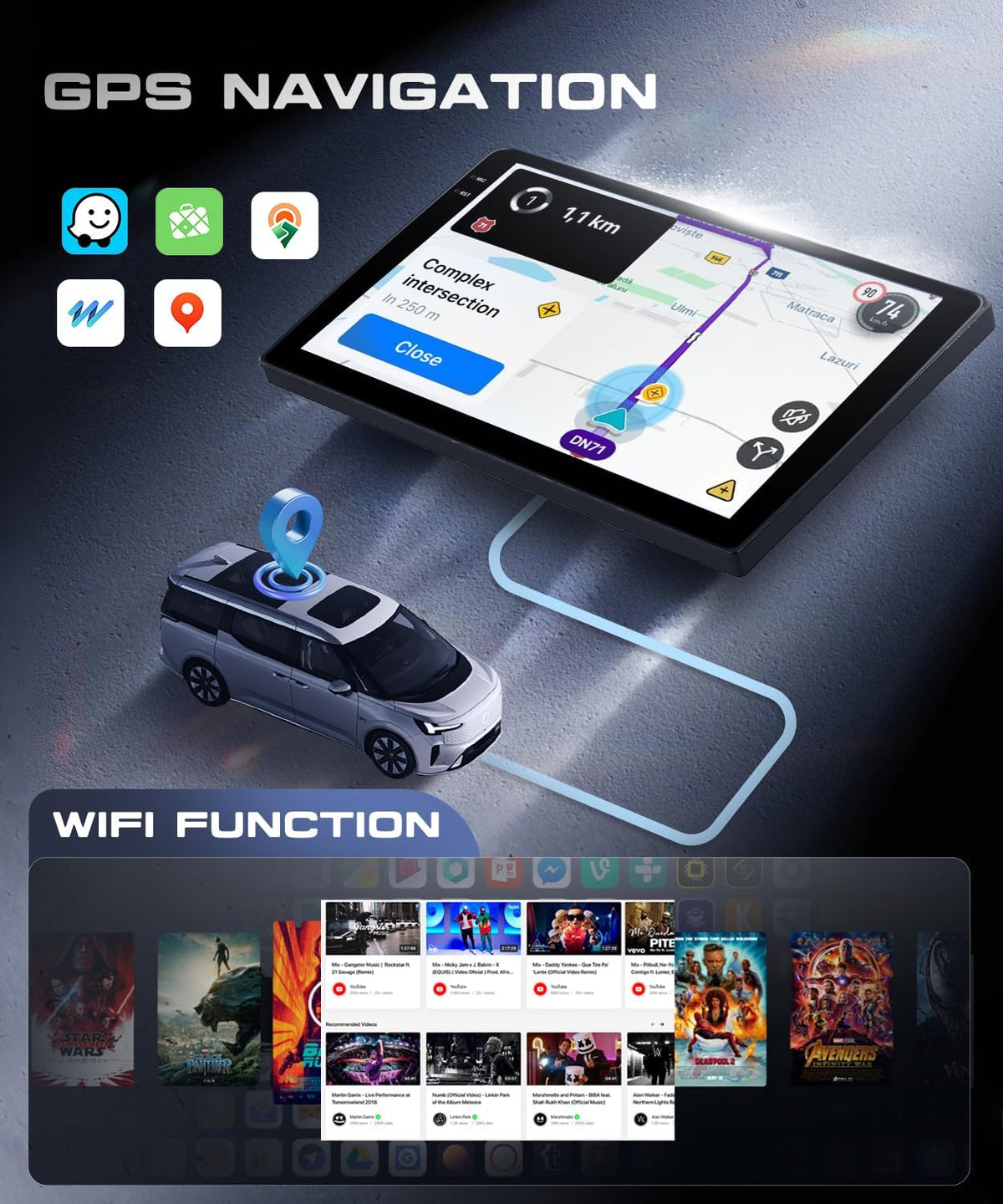 Autoradio Android – Multimedia Systeem – Auto Stereo – Navigatie Unit – Touchscreen Radio – 10,1 Inch HD In-Cell Display – Draadloze CarPlay & Android Auto
