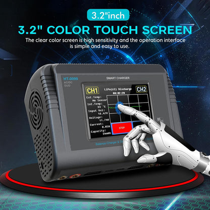Batterijoplader – Acculader – LiPo Oplader – Balancer – Ontlader – Dual Kanaals – Touchscreen Display – 150W AC / 240W DC