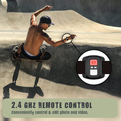 icefox Action Cam 4K Ultra HD 20MP camera onderwatercamera waterdicht 40M 170 graden ultra-groothoek WiFi camcorder EIS stabilisatie met dual 1350 mAh batterij