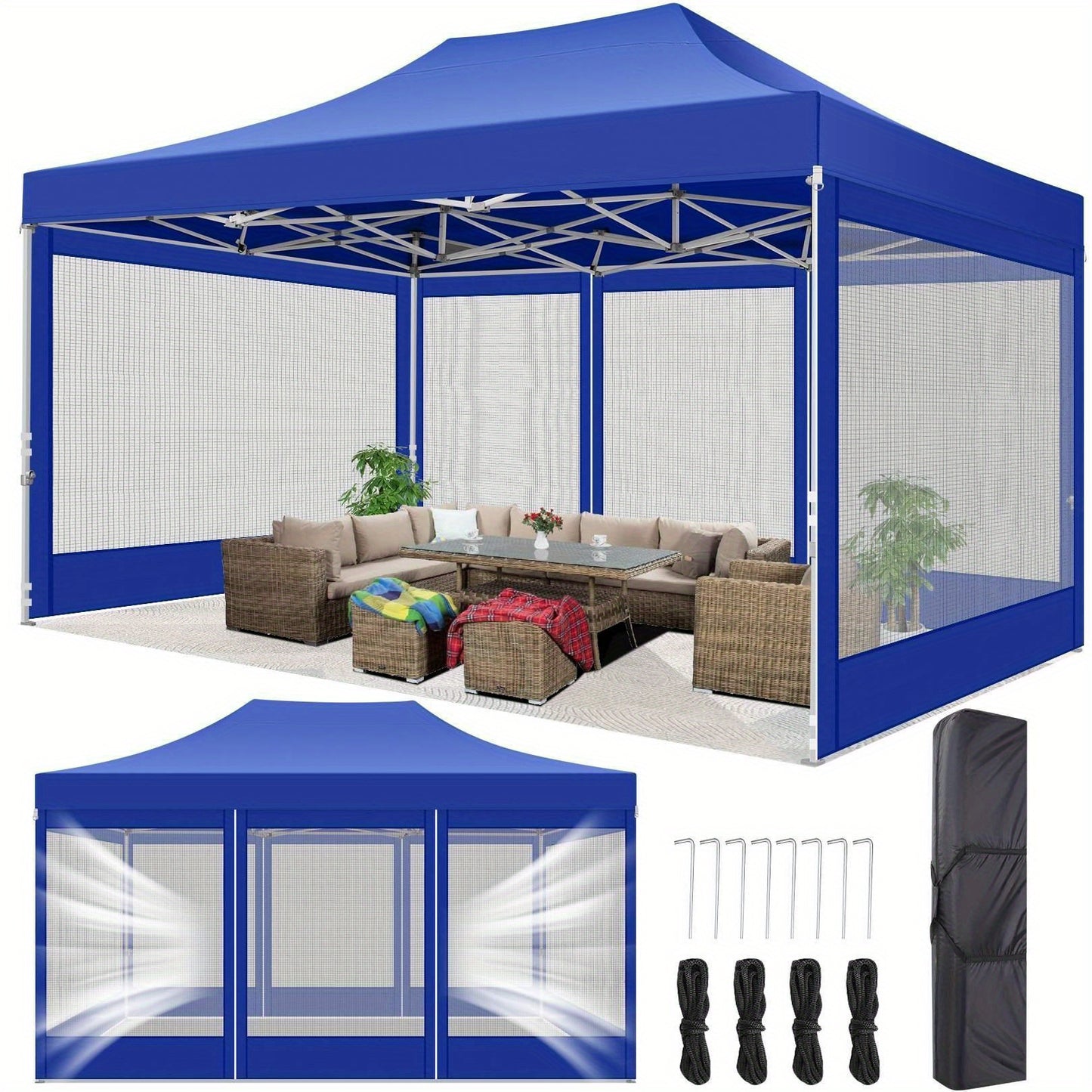 Pop-Up Tent – Overkapping – Schuilplek – Tuinkamer – Markttent – 3X4,5 Meter – Met Gaaswanden