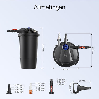 SunSun CPA-15000 drukvijverfilter met ingebouwde UVC-eenheid 18W voor vijvers tot 30000 liter