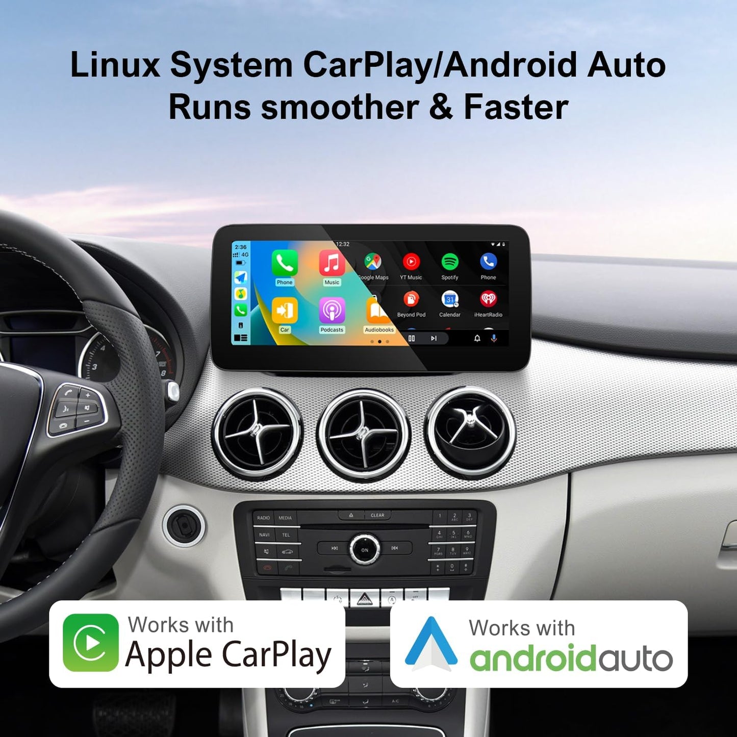 10,25 Inch Touchscreen – HD Display – Draadloos CarPlay – Android Auto – MirrorLink – Compatibel Met NTG 5.0/5.1/5.2 – Automatische Dag-/Nachtmodus – Volledige Systeemintegratie