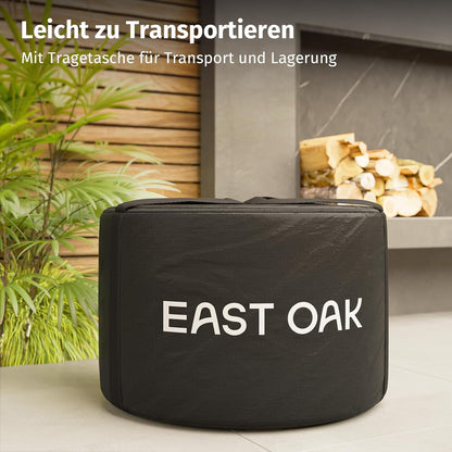 EAST OAK Vuurschaal voor de tuin, 53 cm, rookvrije vuurschalen voor buiten, vuurkorf, haard voor hout, afneembare asplaat, met draagtas, zilver