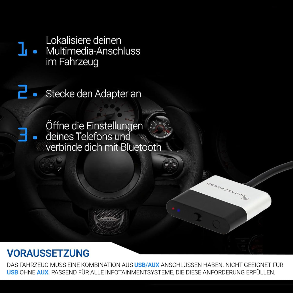 Compatibel met MINI 2e generatie, N4S300B-MI Bluetooth Audio Interface met titellijsten, geschikt voor iPhone en Android