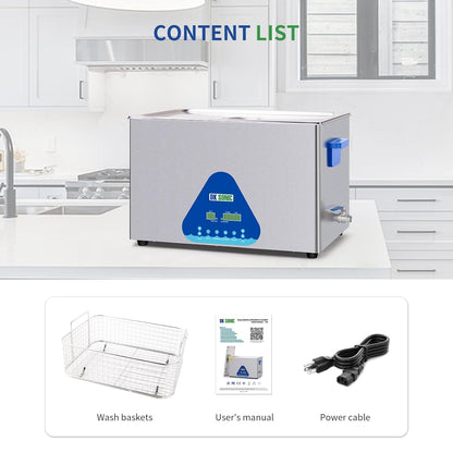 DK SONIC Industriële Ultrasoon Reiniger, 30L 600W Geluidsreiniger met Verwarming & Timer, Digitale Bediening voor Motoren, Carburateurs, Kettingen (Inclusief Mandje)