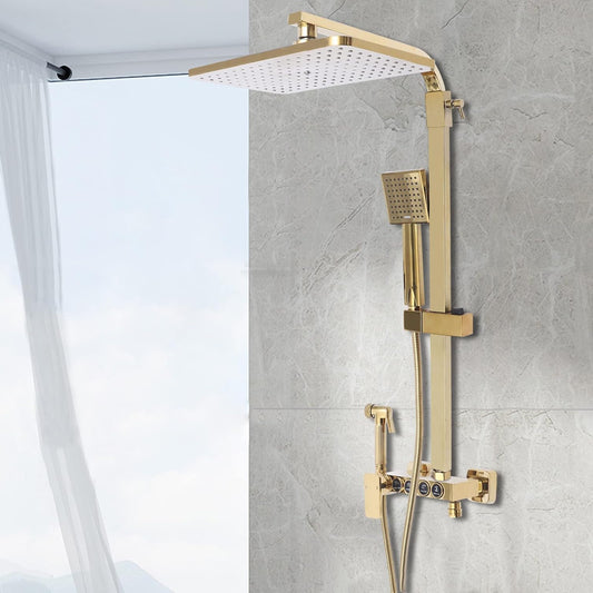 Regendouche – Douchekop – Doucheset – Handdouche – Badkraan – Multifunctioneel 4-In-1 Systeem – Grote 22,9 x 22,9 cm Kop – Waterbesparend & Messing Materialen