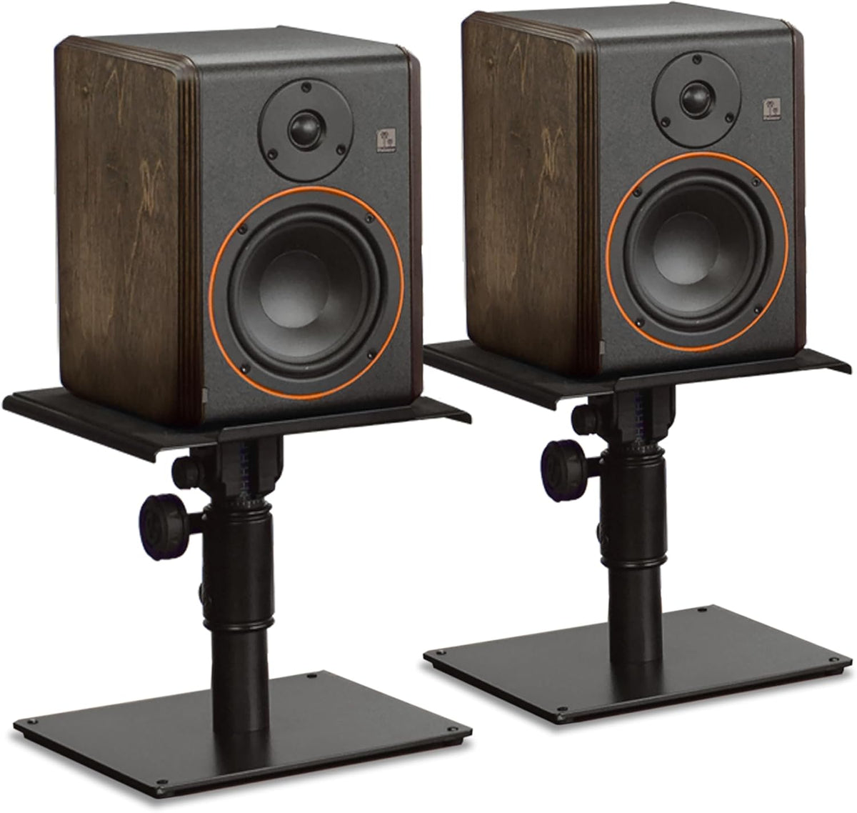 Palmer STUDIMON5 actieve 5 inch Neutfeld Studiomonitoren (2x) en Gravity SP3102 Monitorstandaard (2x) - Bundle, Zwart