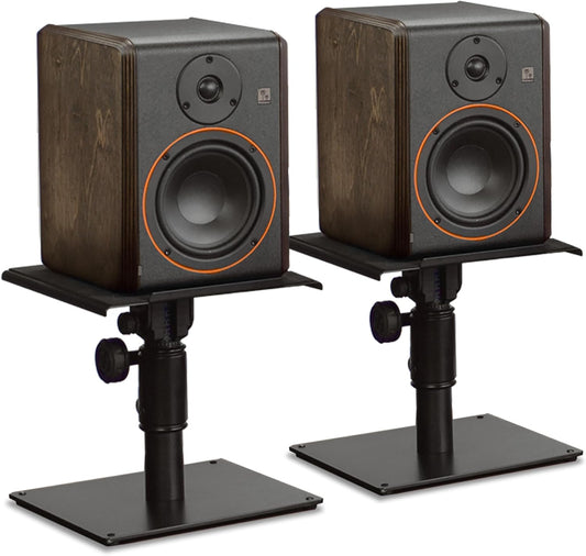 Palmer STUDIMON5 actieve 5 inch Neutfeld Studiomonitoren (2x) en Gravity SP3102 Monitorstandaard (2x) - Bundle, Zwart