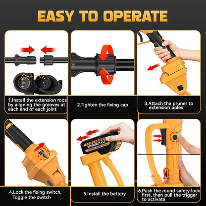 Professionele elektrische tuinschaar, 21 V, 4000 mAh, opening 50 mm, met 2 batterijen en accessoires