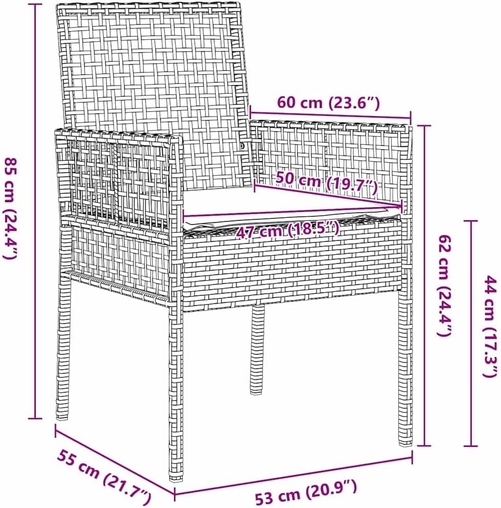 vidaXL Outdoor Square Garden Dining Table 90cm Tempered Glass Modern Patio Furniture UV Resistant Steel Frame Beige and Cream For Balcony Poly Rattan - QUORE