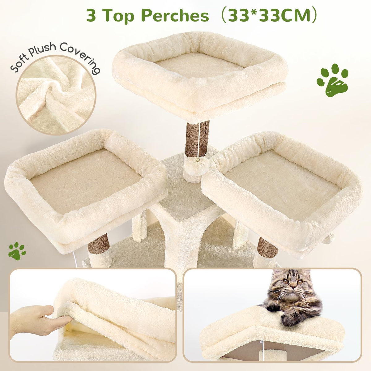 Krabpaal – Kattenboom – Krabmeubel – Klimpaal – Speelhuis Kat – Hoekmodel 172 cm Hoog – Inclusief Hondenbed