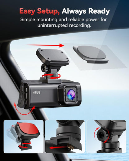 Dubbele Dashcam – Dashboardcamera – Autocamera – Auto Camera – Rijcamera – 4K Voorcamera en 1080P Achtercamera – 170° Groothoek met WiFi en GPS