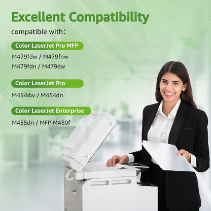 Tonercartridges 415A Multipack – Toner Cartridge – Toner Refill – Printer Cartridge – Toner Set – Compatibel met HP Color LaserJet Pro – Geïntegreerde Chip – Hoge Paginaopbrengst (4 Stuks)