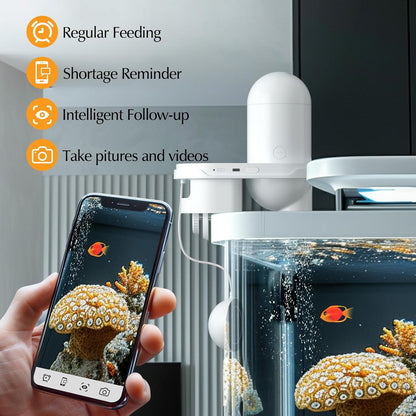Slimme voederautomaat voor aquariumvissen – Automatische visvoerdispenser – Aquarium voerautomaat – Visvoederautomaat – Voederdispenser – HD-camera – App-bediening via wifi