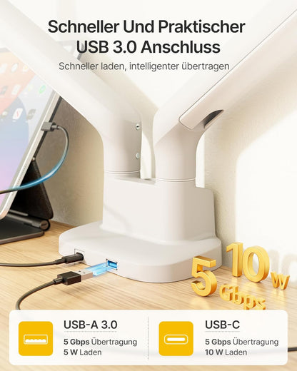 monTEK Dual Monitor Stand Mount met USB voor 17"-40" schermen