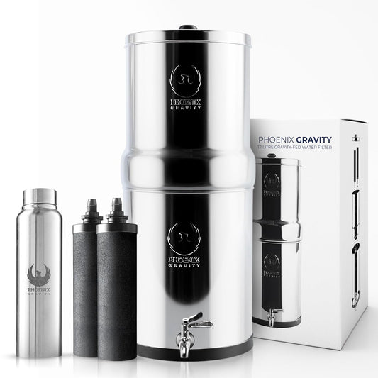 Waterfilter Op Zwaartekracht Met 2 Koolstoffilters – Zwaartekrachtfilter – Waterzuiveraar – Drinkwaterfilter – Waterfiltersysteem – 3,25 Gallon (12,3 Liter) – 304 Roestvrij Staal