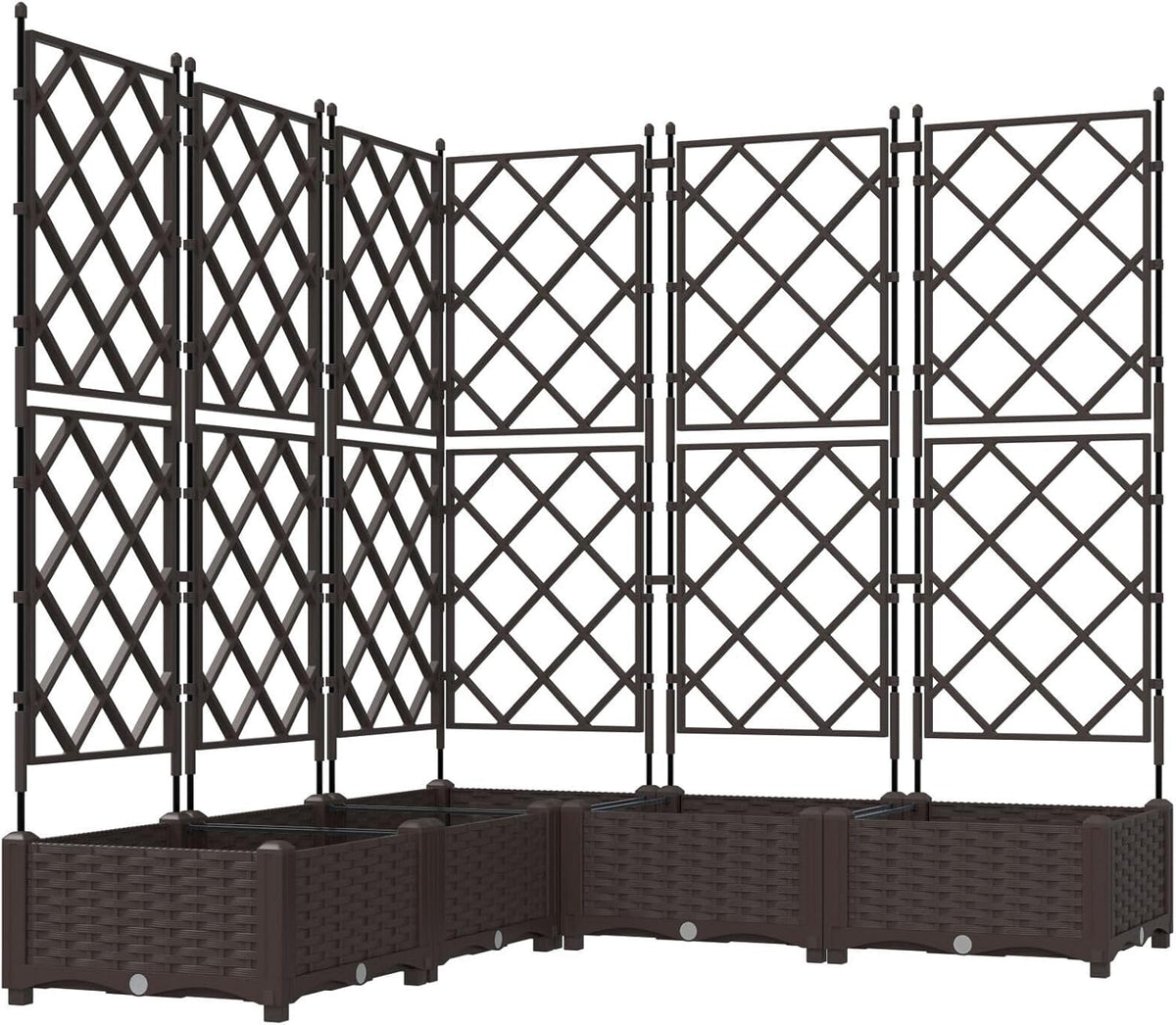 Trellis Garden Planter Set of 5 Brown 120 x 120 x 125.5 cm Height Adjustable for Balcony and Open Spaces - QUORE