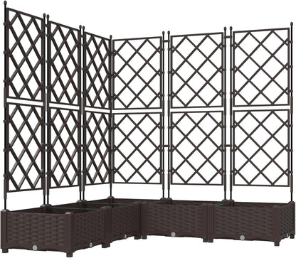 Trellis Garden Planter Set of 5 Brown 120 x 120 x 125.5 cm Height Adjustable for Balcony and Open Spaces - QUORE