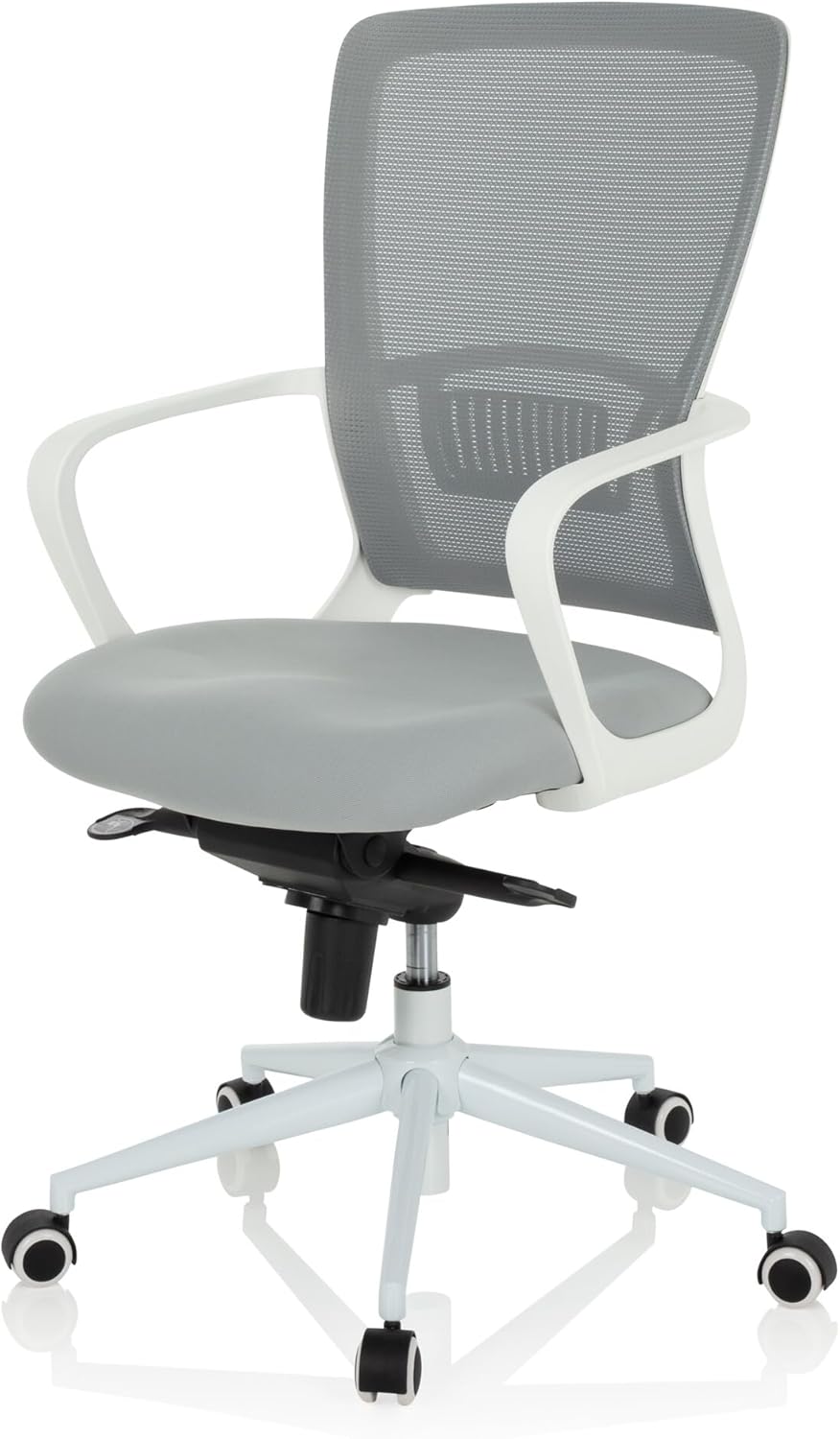 hjh OFFICE 760016 bureaustoel ESTRIA stof lichtgrijs/wit bureaustoel met netrug, in hoogte verstelbaar, 107 x 56,5 x 58 cm