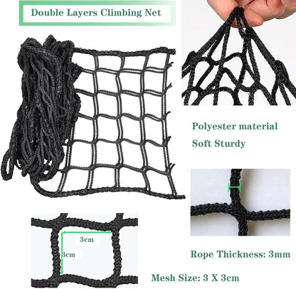 Dubbele Lagen Klimnet, Speeltuineveiligingsnet Voor Kinderen Buiten, Touwbrug Tree House Kits Voor Achtertuin, Loft Net, Klimt Vrachtnet, Polyester Zware Vrijetijds Vrijgesproken Anti-fall(Size:1x10m)