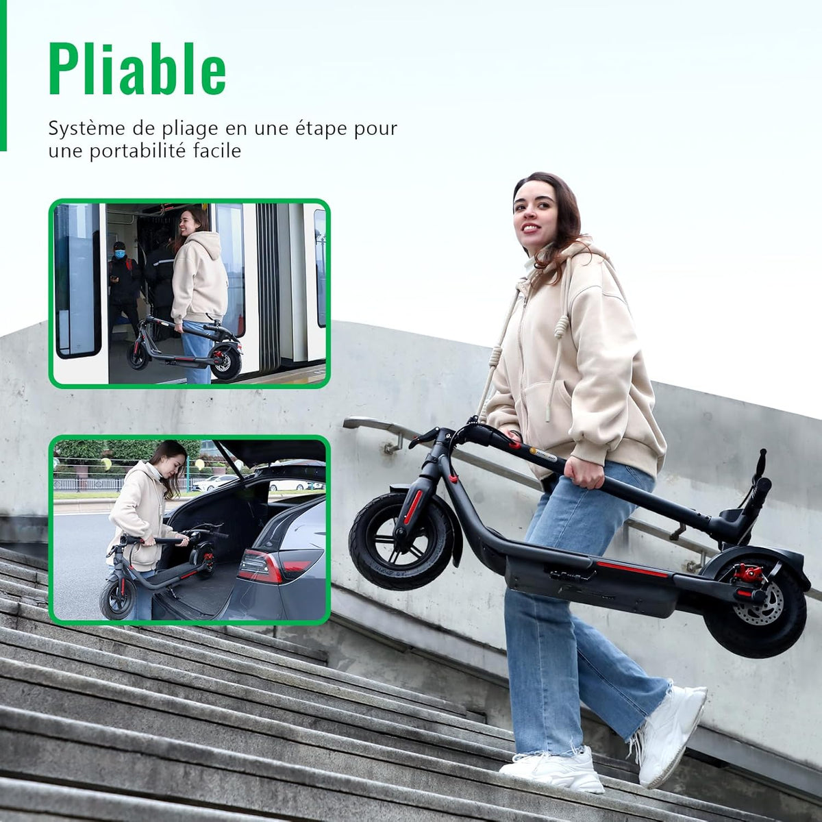 Elektrische step voor volwassenen, 10 inch, elektrische step, opvouwbaar, accu 36 V, 7,8 Ah, looptijd 25-30 km, maximale snelheid 25 km/u, dubbele remmen, honingraatbanden, lekbestendig