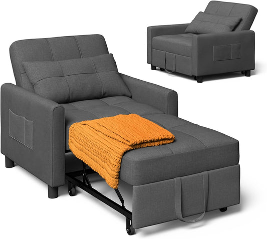 Xbro Sleeping Chair 3-in-1, Adjustable Sofa Bed with Bed Function, Relaxing Chair with Storage Bag and Cushion, Space Saving Chair for Small Apartments and Studios