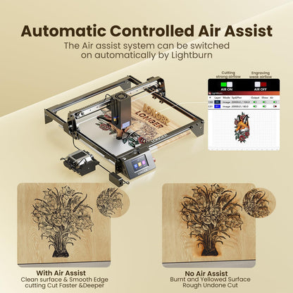 Longer RAY5 Laser, 40 W, snel snijden tot 24.000 mm/min, 3,5 inch touchscreen, offline app-bediening, doe-het-zelf lasermachine voor het graveren en snijden van metaal, glas en hout.