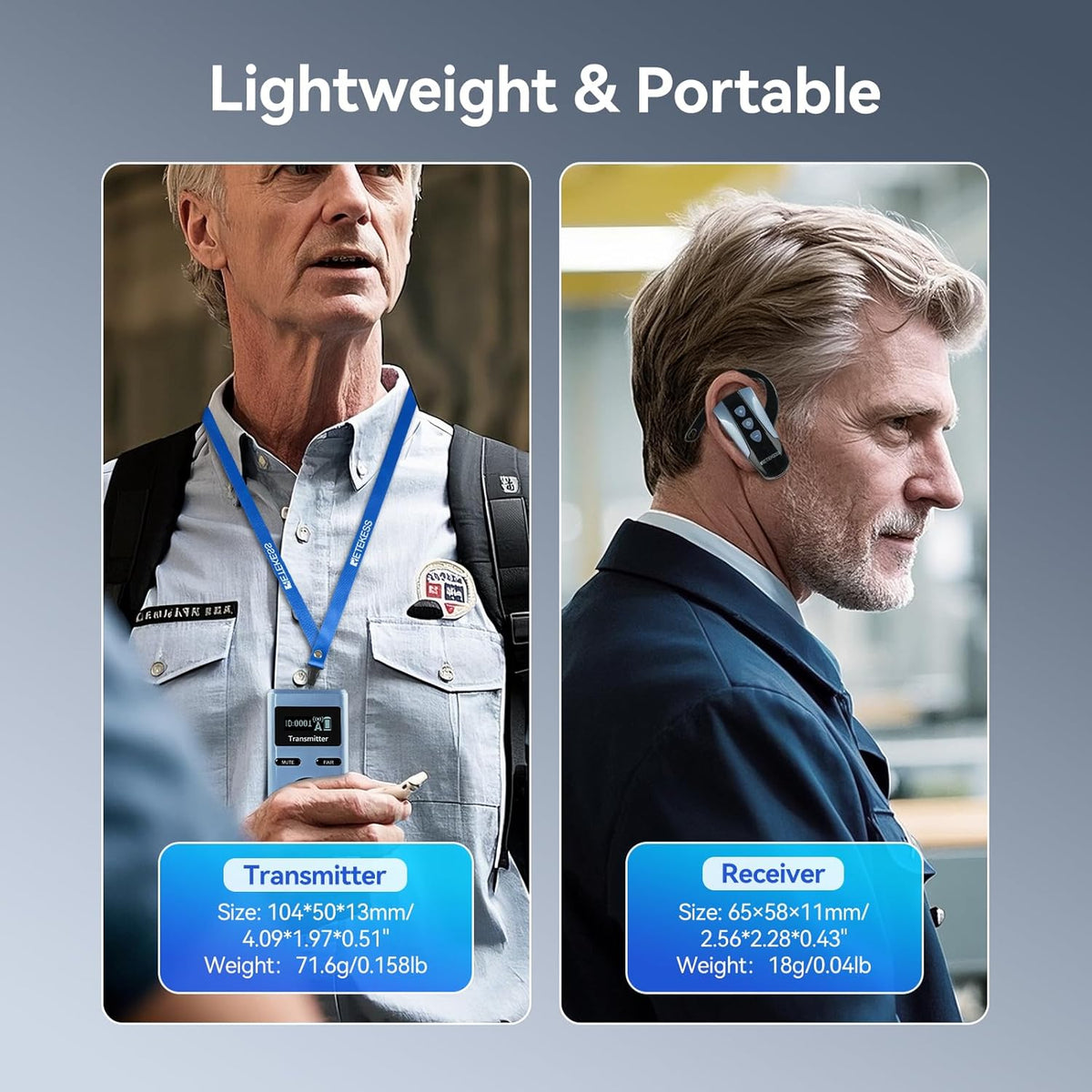 Draadloos Tourgidsysteem 1 Zender, 15 Ontvangers – Tourgidsset – Tourguide-Headsets – Groepscommunicatiesysteem – Rondleidingssysteem – Bereik Tot 200 Meter – Comfortabele Oorhaak-Ontvangers