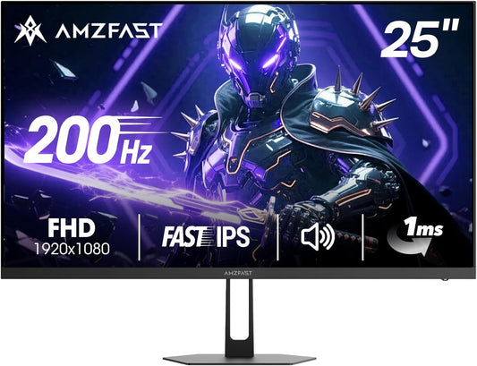 Amzfast 25 inch Gaming Display FHD 1920 x 1080-200Hz, Fast IPS Screen, 1ms MPRT DCI-P3 93%, sRGB 125%(Area), 320cd/m², ingebouwde luidspreker, VESA 75 x 75, HDMI 2.0/DP 1.4 - AMZG25X1