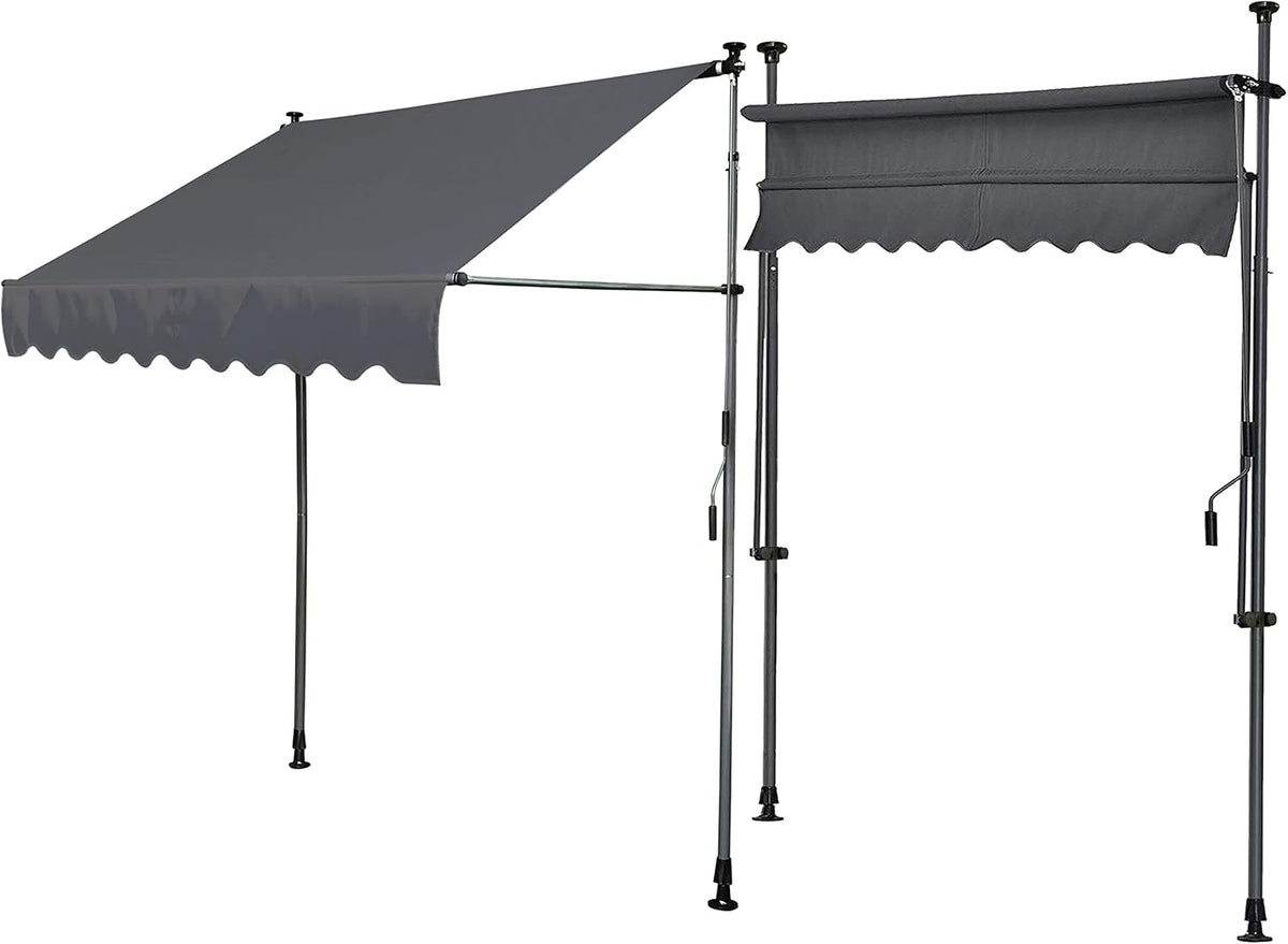 QUICK STAR klemluifel 300 x 130 cm grijs balkonluifel zonwering terrasoverkapping in hoogte verstelbaar van 200-290 cm luifel balkon zonder boren