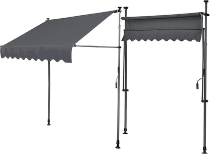 QUICK STAR klemluifel 300 x 130 cm grijs balkonluifel zonwering terrasoverkapping in hoogte verstelbaar van 200-290 cm luifel balkon zonder boren