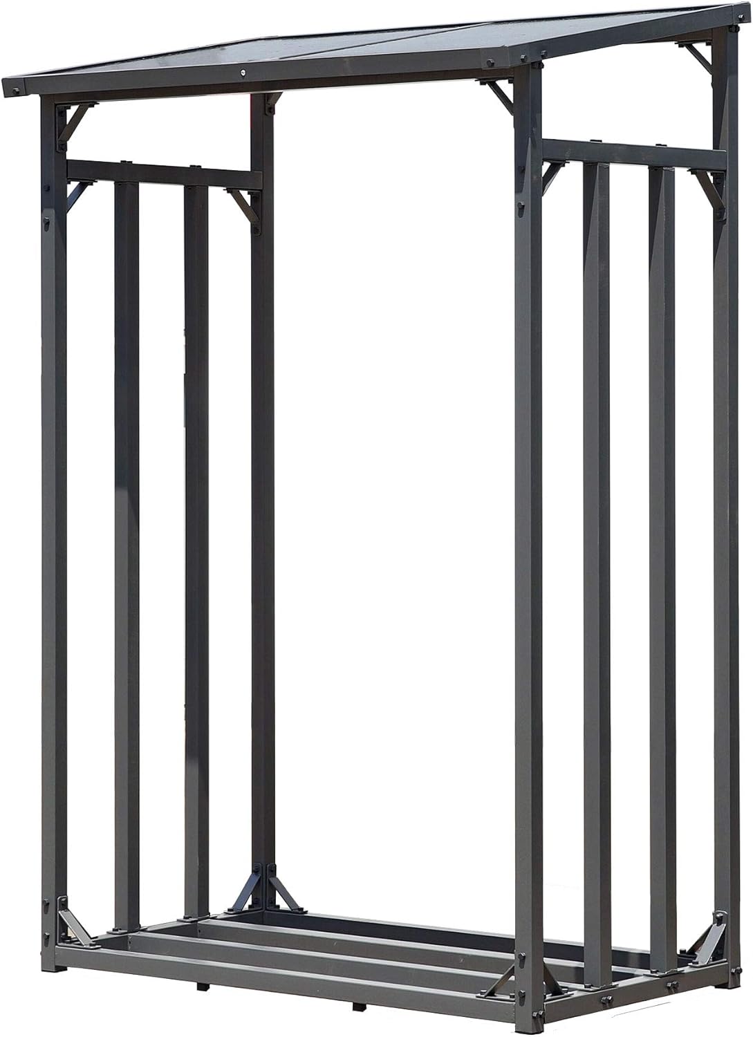 QUICK STAR Metal brandhoutrek antraciet 130 x 70 x 185 cm Tuin brandhoutopslag 1,6 m3 / goed 2 SRM brandhoutopslag stapelhulp buiten