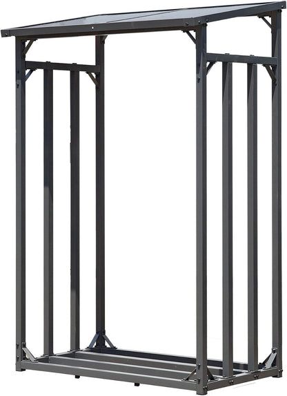QUICK STAR Metal brandhoutrek antraciet 130 x 70 x 185 cm Tuin brandhoutopslag 1,6 m3 / goed 2 SRM brandhoutopslag stapelhulp buiten