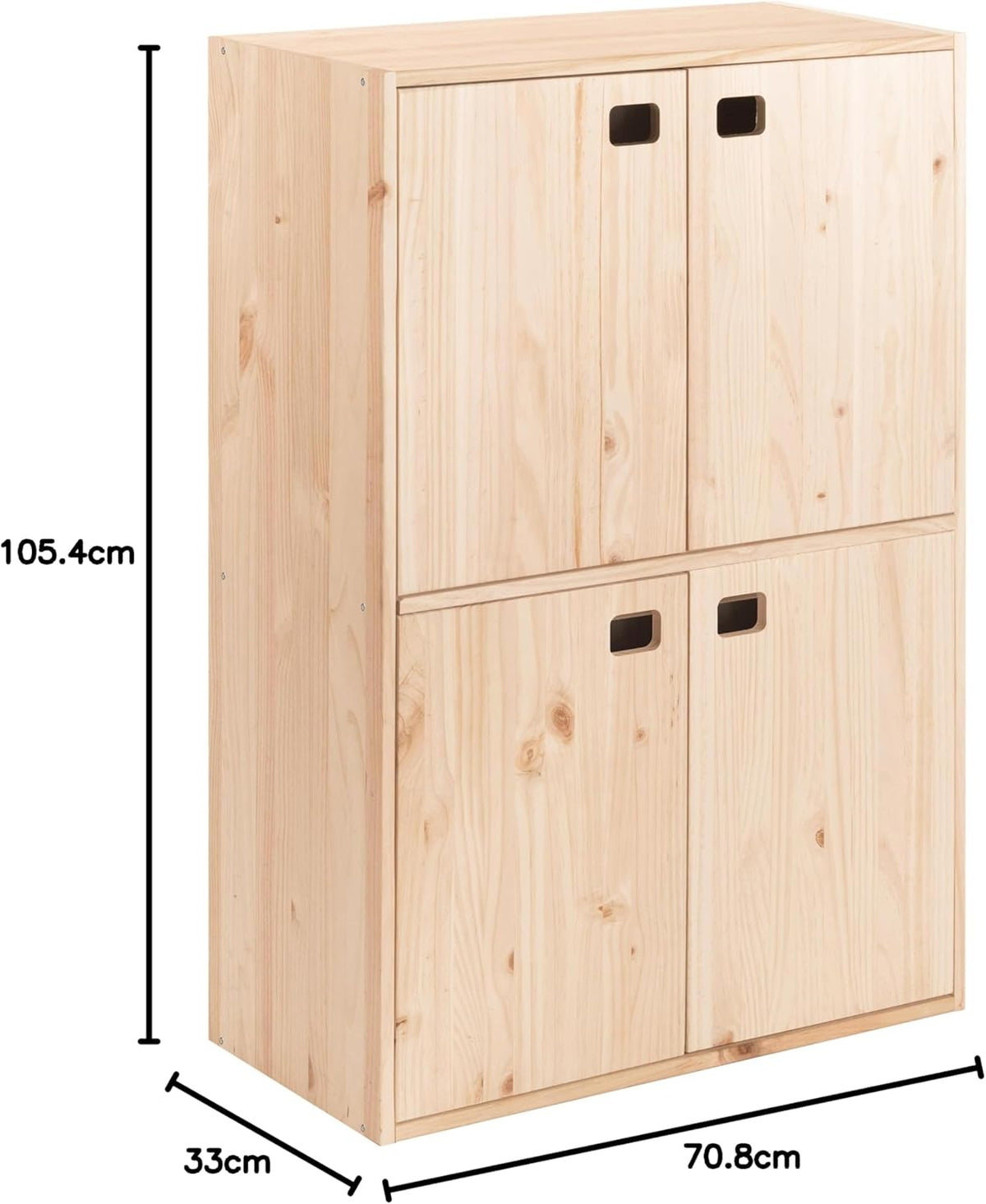 Astigarraga Kit Line Kast met 4 deuren en 4 planken, grenenhout, 105,4 x 70,8 x 33 cm