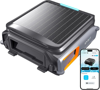 WYBOT F1 Zwembad-skimmer op zonne-energie, zwembadrobot met accu, ultrastil, app-bediening, voor alle zwembaden, zwart oranje (oplader niet inbegrepen, zie speciale aanbieding)