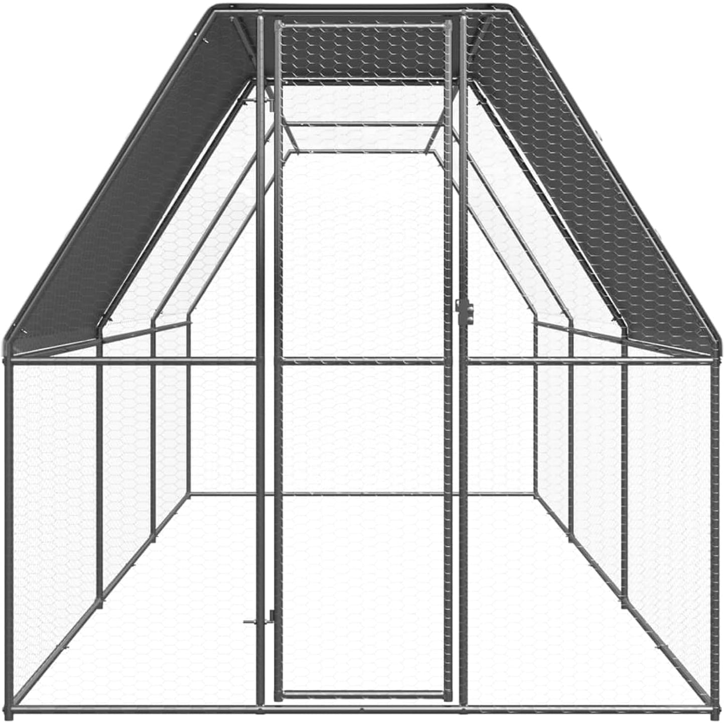 Kippenhok, kippenhok, vrijloopverblijf, kippenhok, kippenren voor kippen, kleine dieren, gevogelte, deur met slot, 2 x 6 x 2 m, verzinkt staal