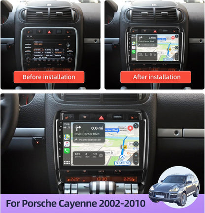 NHOPEEW Android 13 autoradio voor Porsche Cayenne 2002-2010 met Apple Carplay en Android Auto 9 inch touchscreen 2+64G autoradio GPS navigatie Hi-Fi + AHD achteruitrijcamera en microfoon