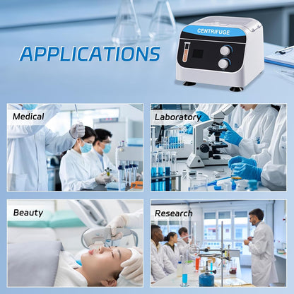 YUCHENGTECH Laboratoriumcentrifuge Tafelcentrifuge Digitale Lage Snelheid Centrifuge 6x20ml 4000 rpm 0-999 Min 1920xg voor Centrifugebuisjes van 5 ml/7 ml/10 ml, 28x26x21cm 5kg