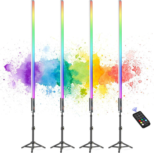 RGB led videolichtstaaf 120 cm set van 4 – Led video lichtstaaf – Led videolamp – RGB video light – Led handheld fotografie licht – Meer dan 500 lichtstanden – Ingebouwde accu