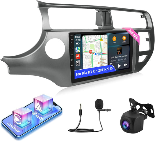 NHOPEEW 2+64G Android 13 Car Stereo voor KIA Rio 2012-2015 met Wireless Carplay & Android Auto - WiFi GPS Mirror Link Stuurwielbediening FM RDS Split Screen 32EQ + Back-up Camera