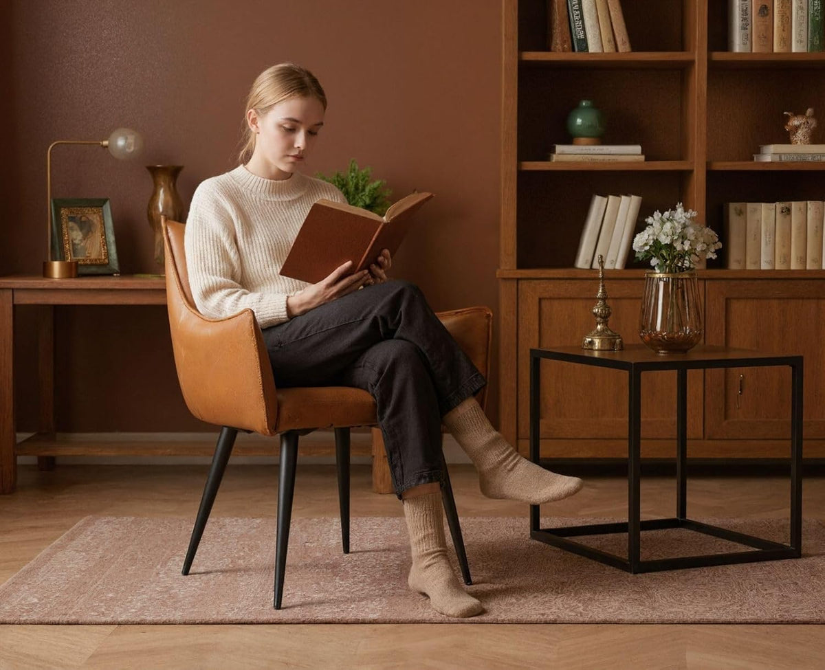 chairus PU lederen kuipstoel thuiskantoor woonkamer gestoffeerde fauteuil waterdicht accent longue stoel met metalen poten (bruin)