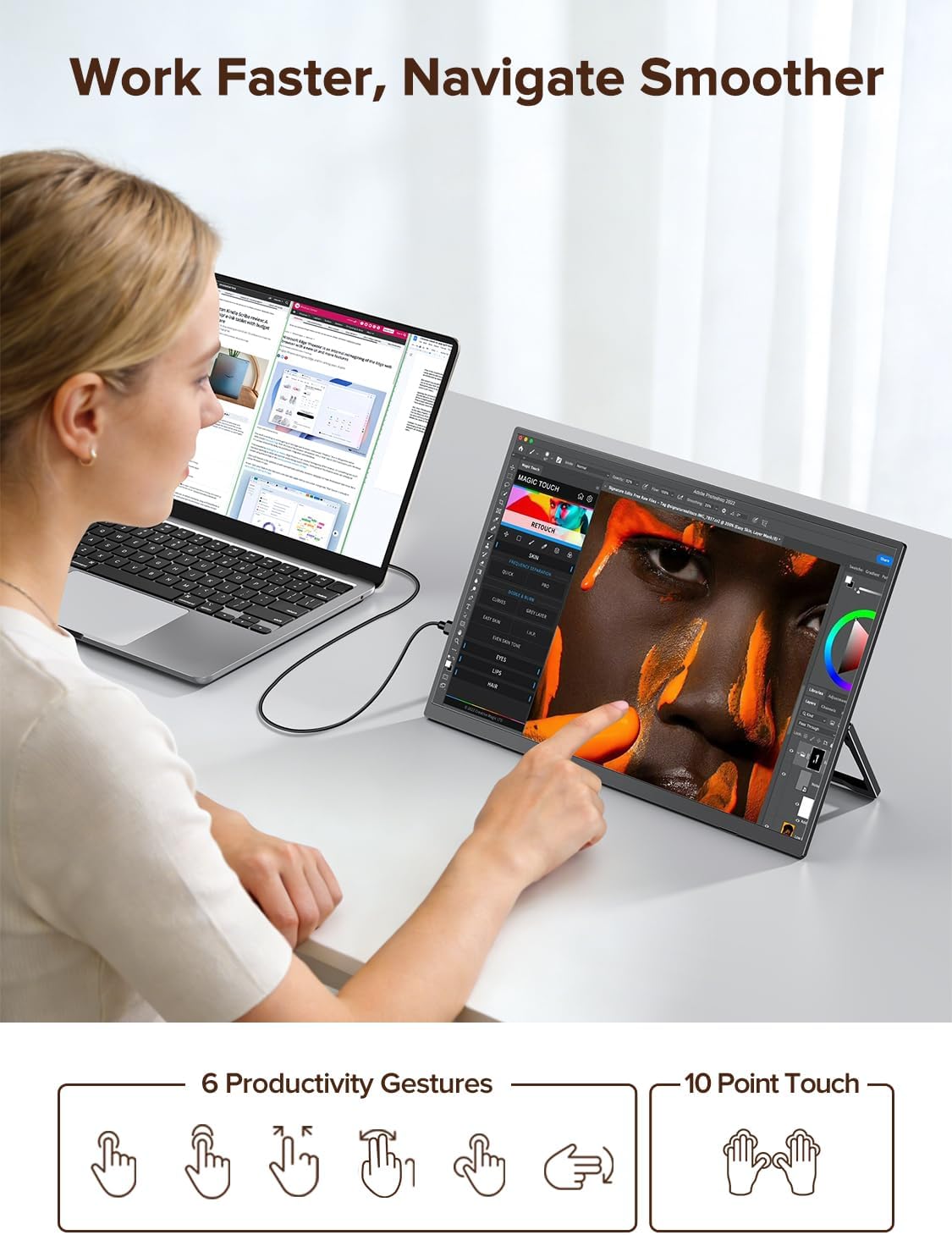 Newsoul Portable Monitor Touch Screen 15.6 Inch Portable Screen Mat - QUORE