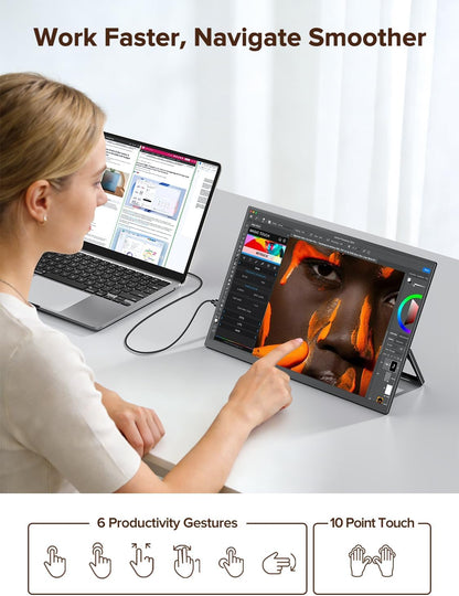 Newsoul Portable Monitor Touch Screen 15.6 Inch Portable Screen Mat - QUORE