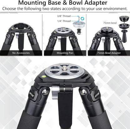 Heavy Duty Bowl statief, 10-laags koolstofvezel statief, ARTCISE AS90C Ultra Stabiel Camera statief met 75mm kom en adapter, 40mm been buis, max belasting 88lbs/40kg