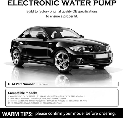 Electric Water Pump for 1 2 3 5 6 Series X1 X3 X5 Z4 2.5 3.0 N51 N52 2004-2013 11517586925