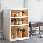 Shoe cabinet - Shoe bench - Shoe rack - Foldable shoe cabinet - Easy installation - Foldable shoe rack - Rack with door - White