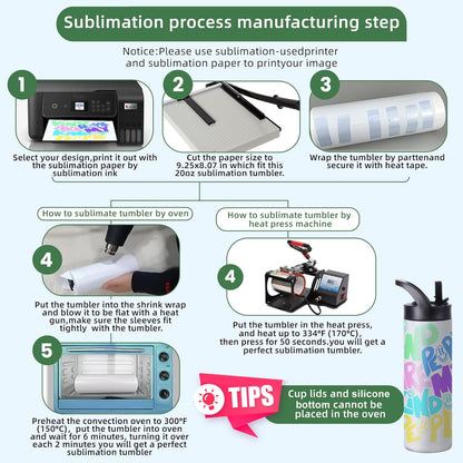 20oz Sublimation Cup for Heat Press Machine, 20 Sublimation Cup Blank Set, Double Wall Insulation, with Lid & Straw, Suitable for Mountain Climbing, Work, and Travel, (20PCS)