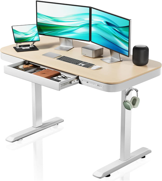 Wiltec desk table height adjustable with 1 motor charging station, memory function, collision protection and sit/stand memory 1180 x 600 mm - QUORE